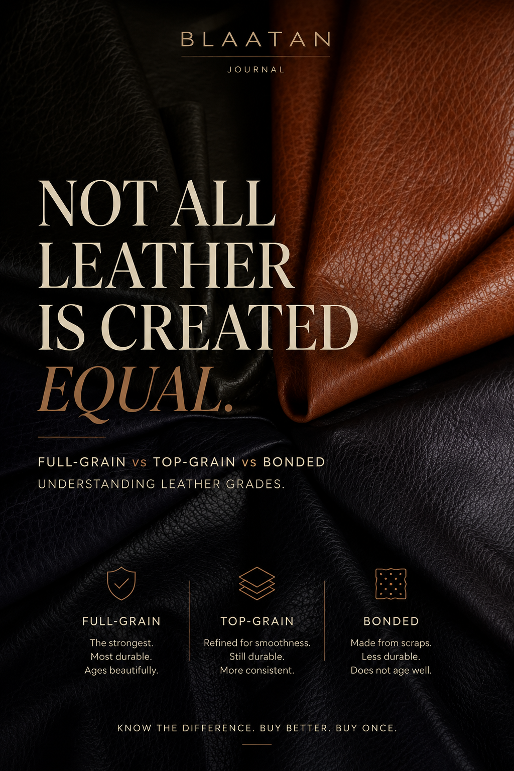 Full-grain vs top-grain vs bonded: understanding leather grades