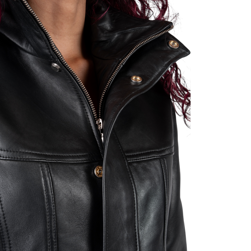 Blaatan – The Silene [Corset Edition] Obsidian Black Corset Style Biker Leather Jacket for Women