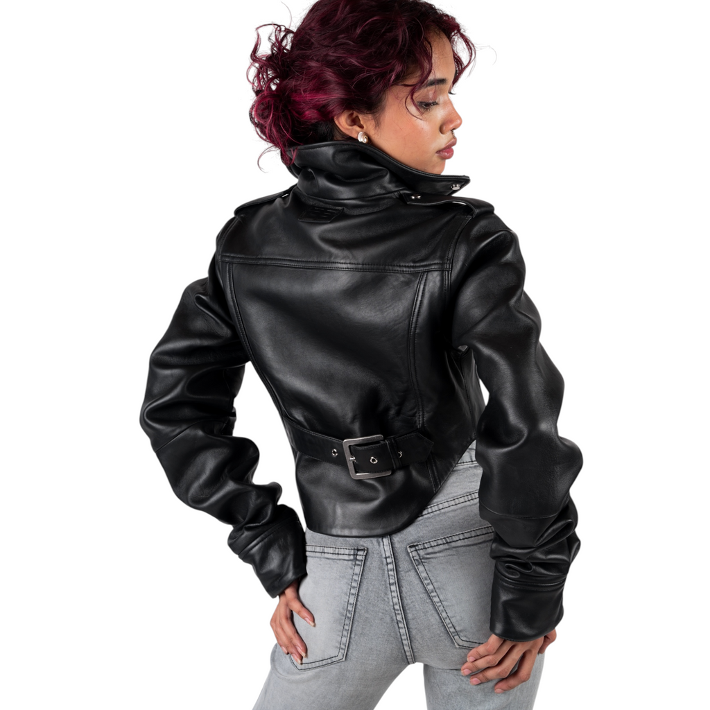 Blaatan – The Silene [Corset Edition] Obsidian Black Corset Style Biker Leather Jacket for Women