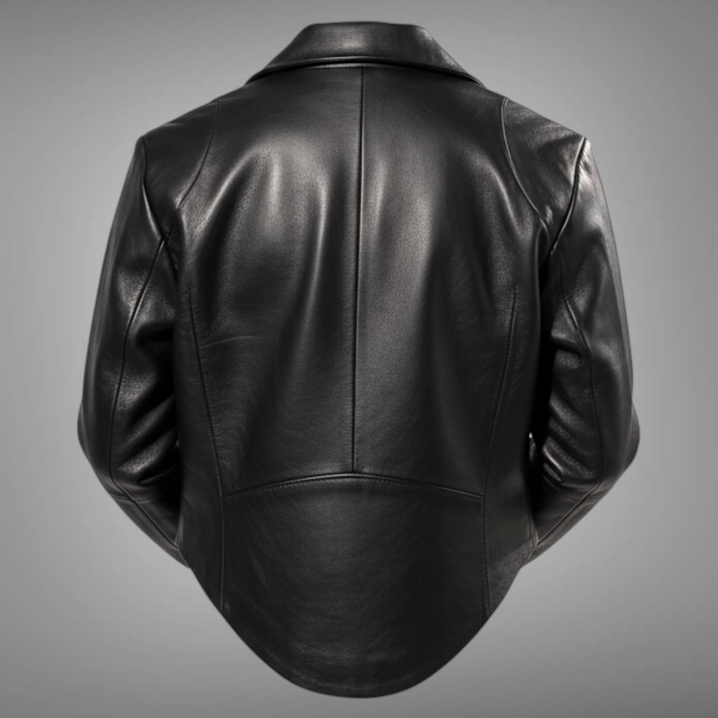 Black leather jacket on a gray background blaatan Blaatan The Ardent Women's Edition Obsidian Black Party Wear Leather Jacket