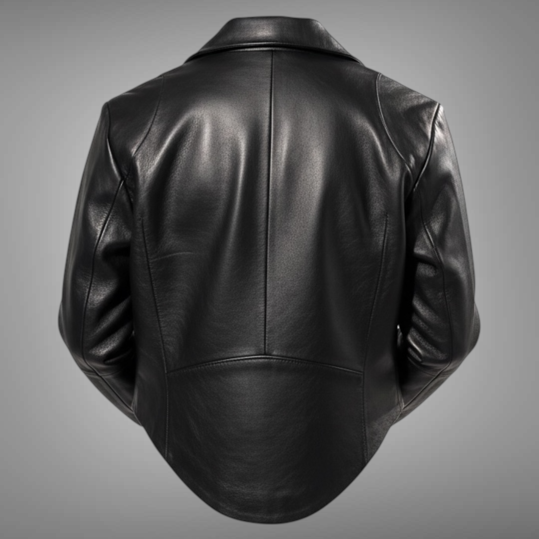 Black leather jacket on a gray background blaatan Blaatan The Ardent Women's Edition Obsidian Black Party Wear Leather Jacket