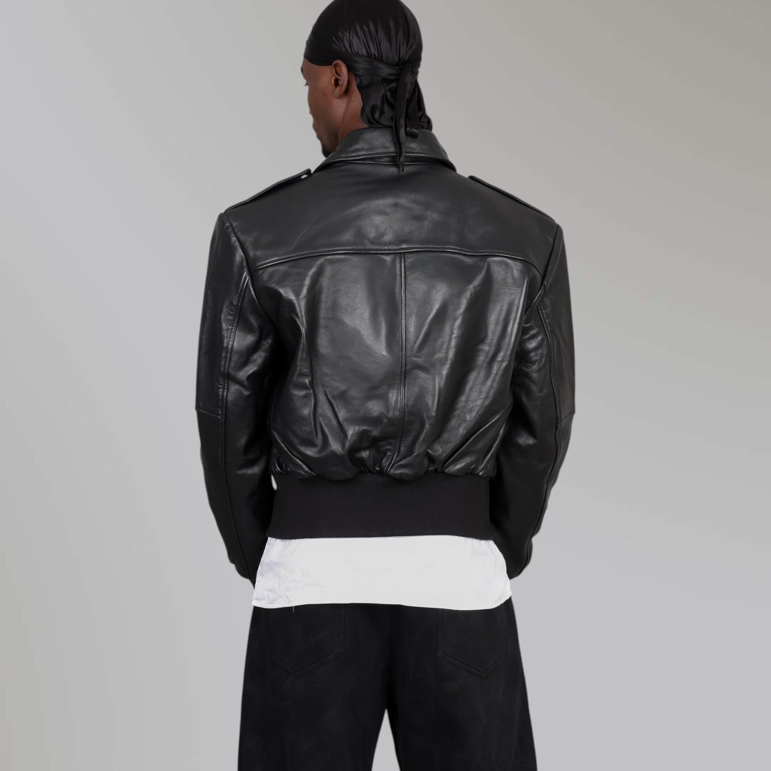 Blaatan The Marshal Flight Edition Obsidian Black Aviator Bomber Leather Jacket for Men