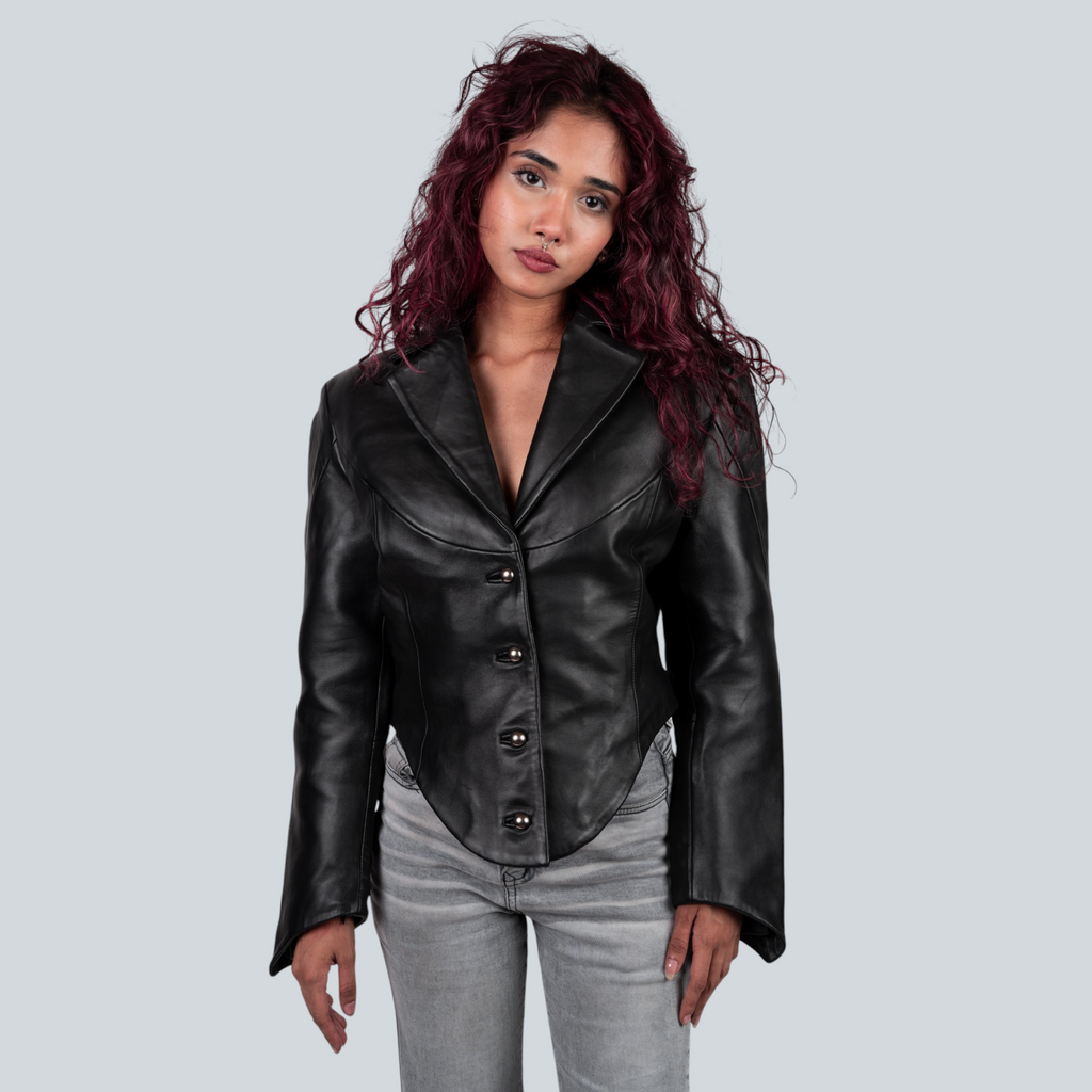Blaatan – The Ardent [Women's Edition] Obsidian Black Party Wear Leather Jacket for Women