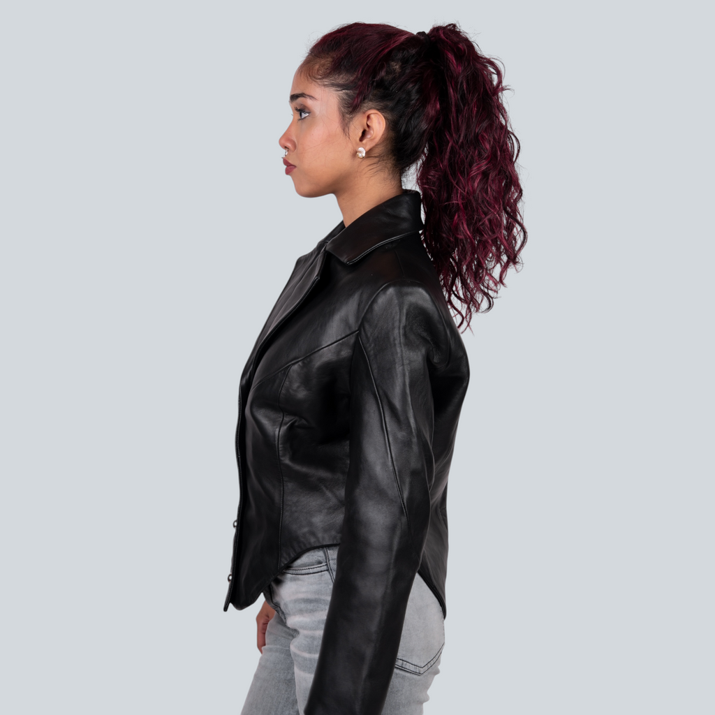 Blaatan – The Ardent [Women's Edition] Obsidian Black Party Wear Leather Jacket for Women