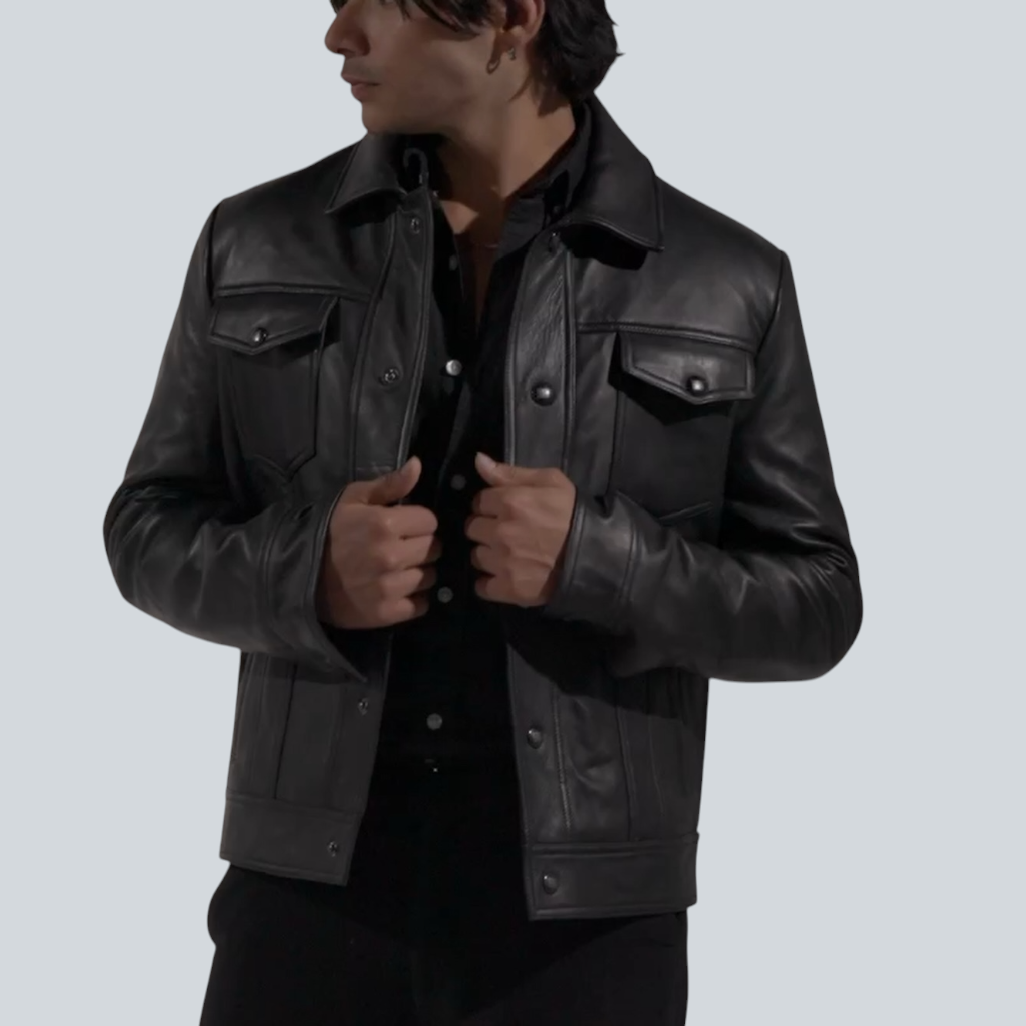 Blaatan – The Drover [Midnight Edition] Obsidian Black Casual Leather Jacket for Men