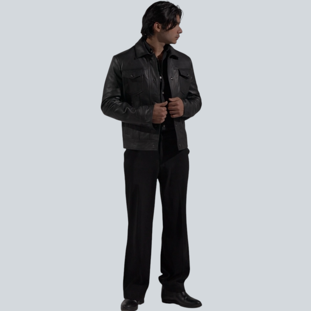 Blaatan – The Drover [Midnight Edition] Obsidian Black Casual Leather Jacket for Men