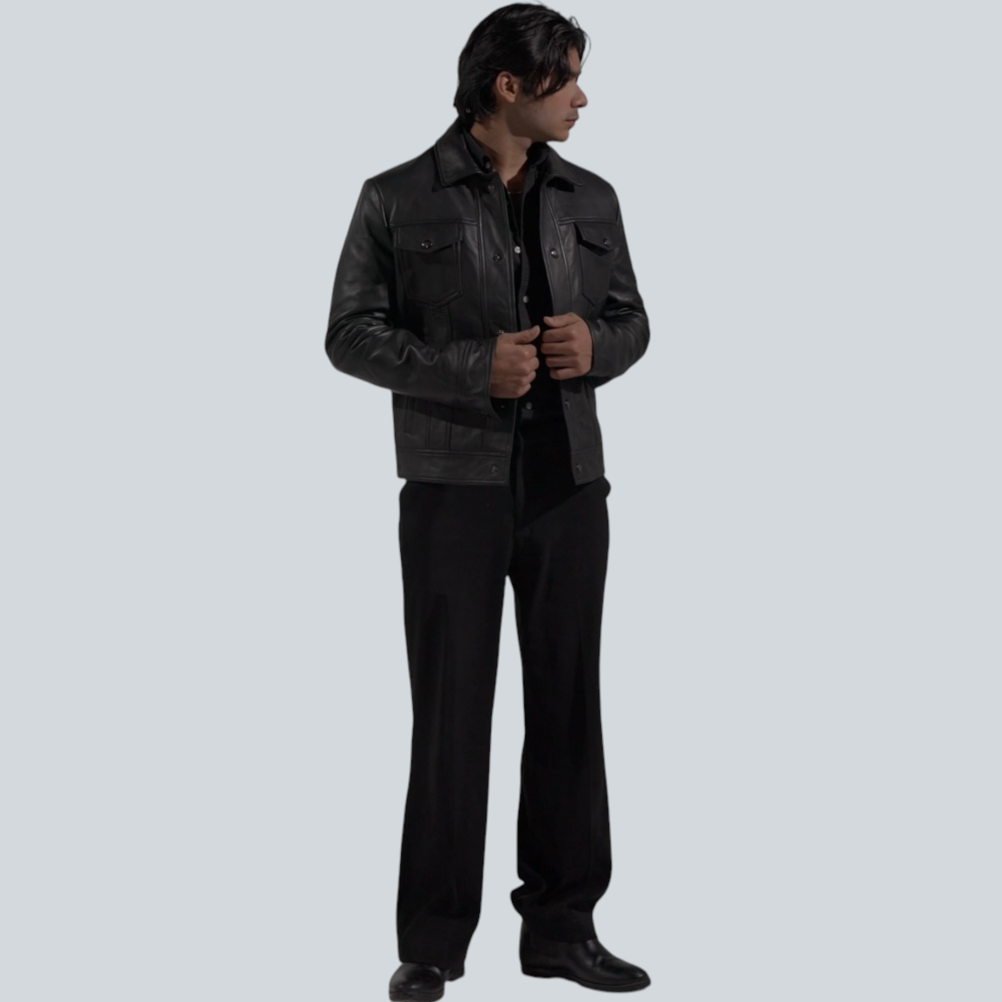 Blaatan – The Drover [Midnight Edition] Obsidian Black Casual Leather Jacket for Men