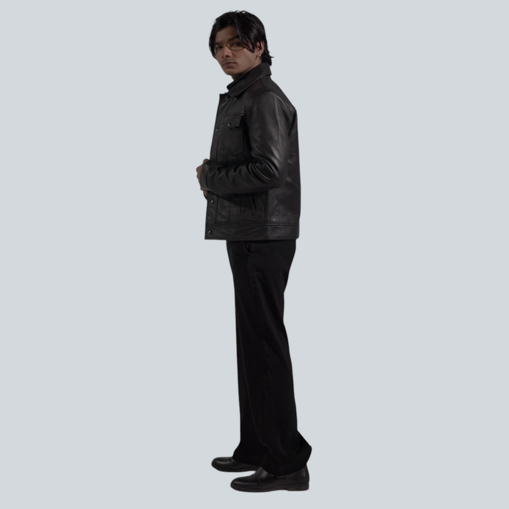 Blaatan – The Drover [Midnight Edition] Obsidian Black Casual Leather Jacket for Men