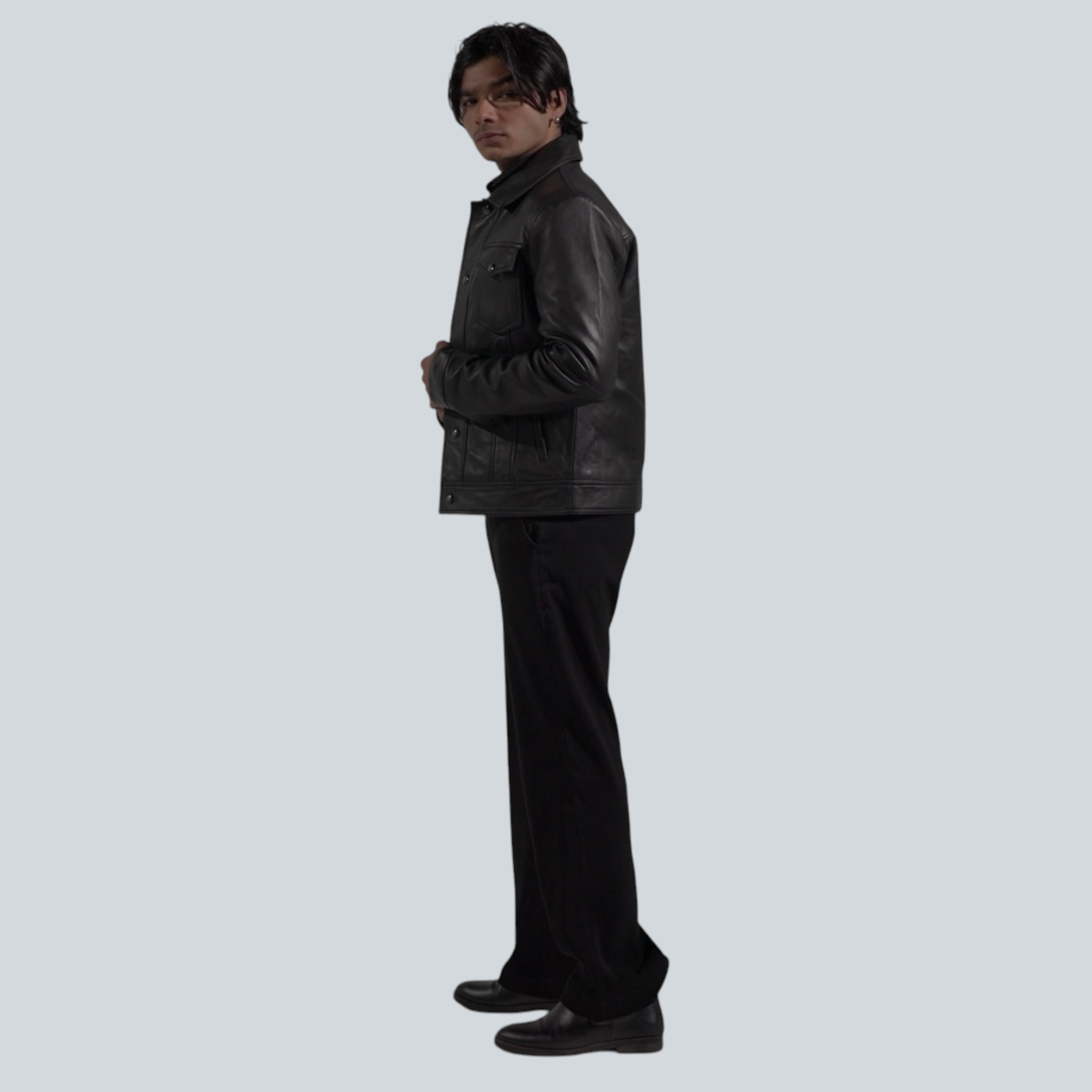 Blaatan – The Drover [Midnight Edition] Obsidian Black Casual Leather Jacket for Men