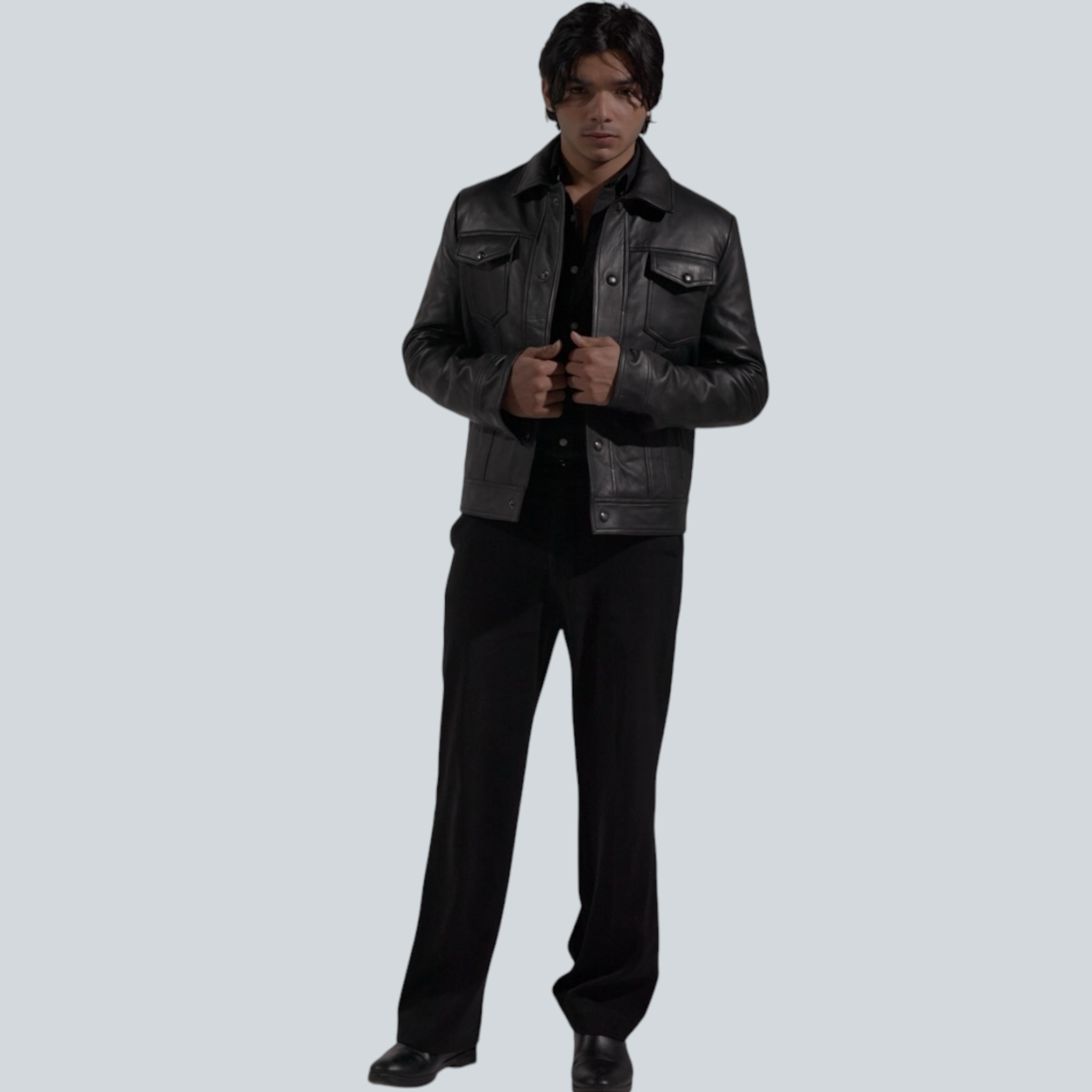 Blaatan – The Drover [Midnight Edition] Obsidian Black Casual Leather Jacket for Men