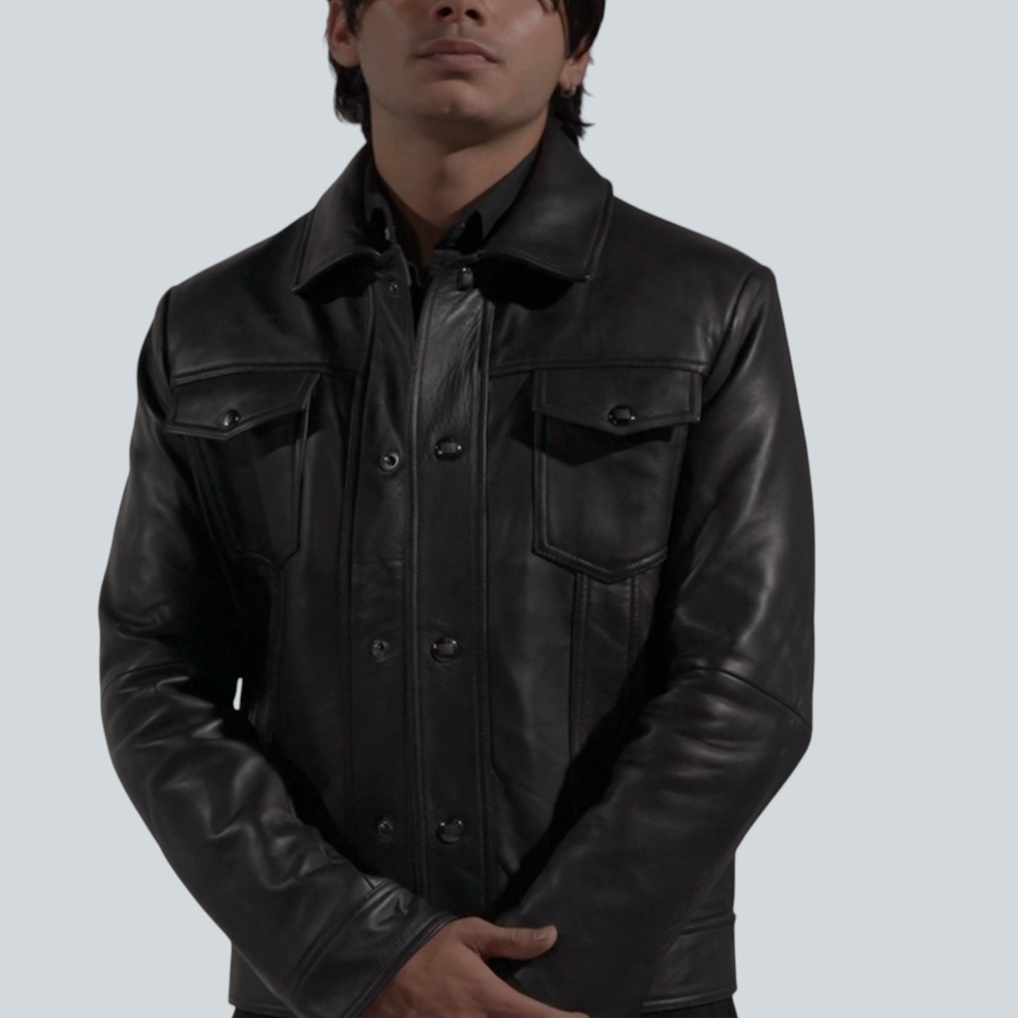 Blaatan – The Drover [Midnight Edition] Obsidian Black Casual Leather Jacket for Men