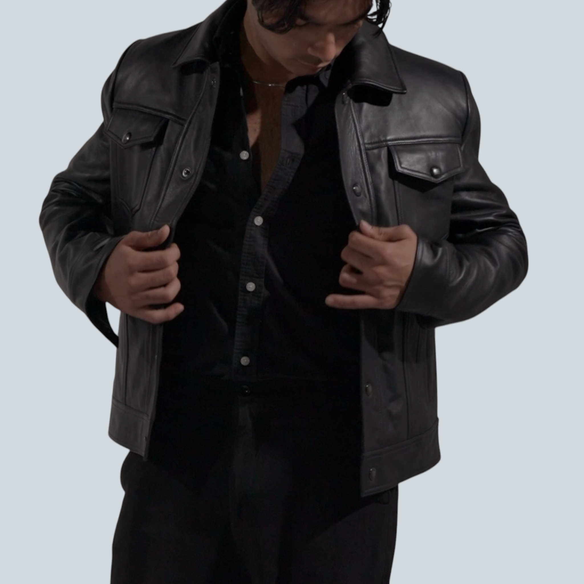 Blaatan – The Drover [Midnight Edition] Obsidian Black Casual Leather Jacket for Men